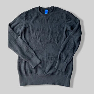 Kit  & Ace Black Textured Merino Wool Pullover Sweater
